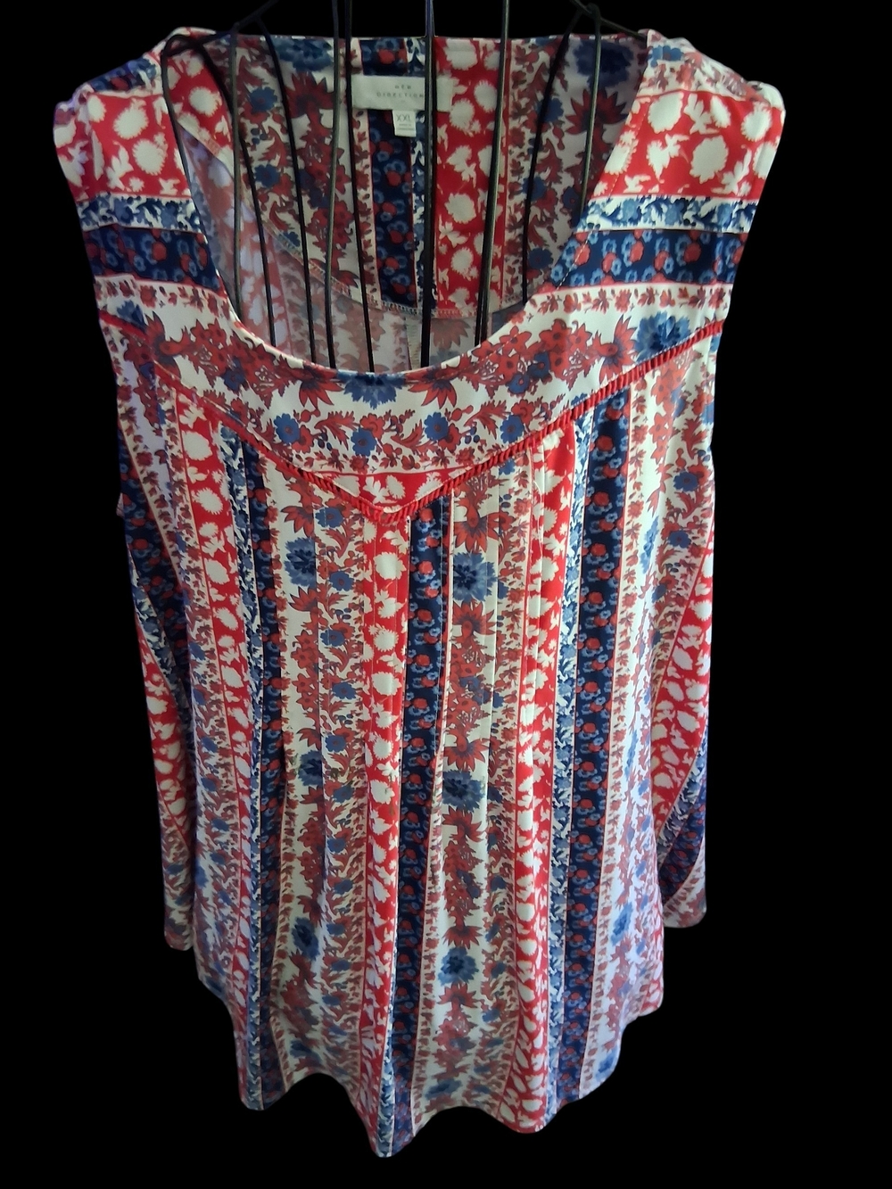 new directions Red and Blue Sleeveless Floral Stripe Tunic
